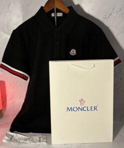 MONCLER STRIPED TRIM POLO SHIRT (SIZE S-XL)