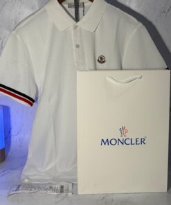 MONCLER STRIPED TRIM POLO SHIRT (SIZE S-XL)