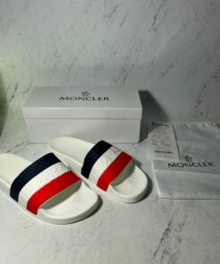 MONCLER BASILE STRIPED SLIDERS (SIZE 8-11 UK)