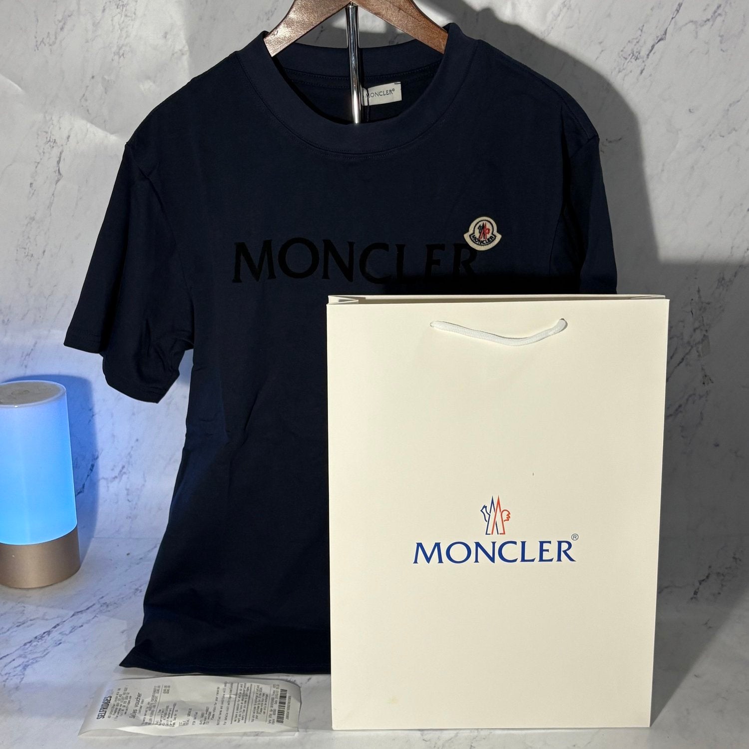 MONCLER FLOCKED LOGO T-SHIRT (SIZE S-XL)
